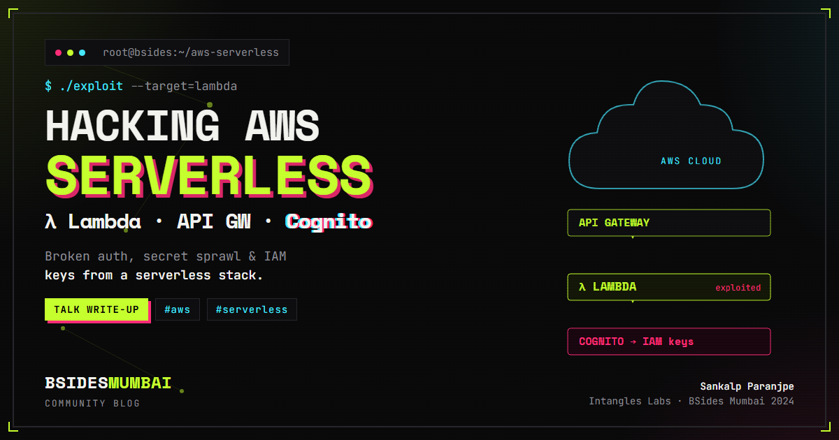 Introduction to AWS Serverless Exploitation: Attacking Lambda, API Gateway & Cognito